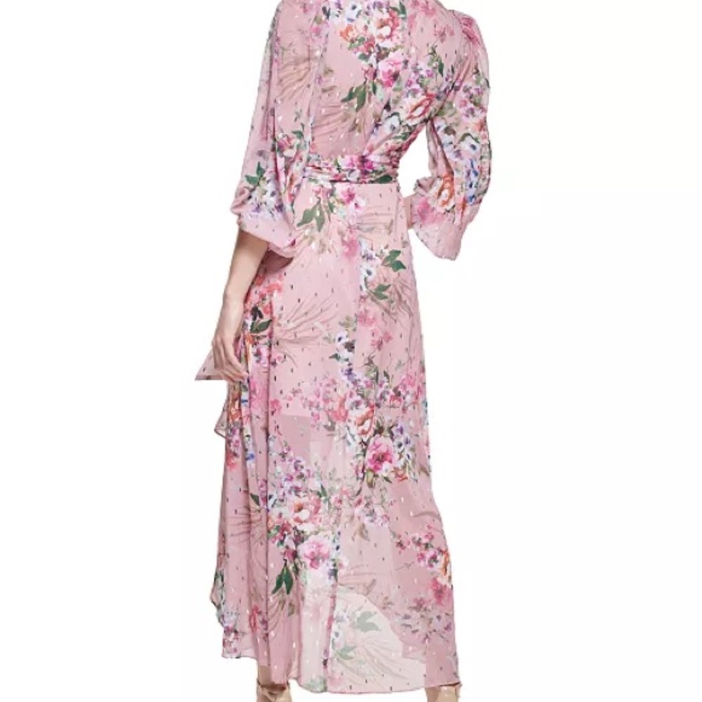 Eliza J Sheer floral pink tie waist dress - Picture 2 of 6